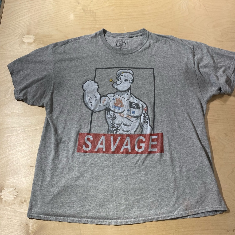 2015 Popeye Gray Savage Graphic Tee 2XL (NO)